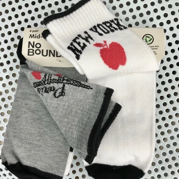 🔥$8🔥NEW Ribbed Mid Crew Socks, 6-Pack Shoe Sizes 4-10 Multicolored Women's - Picture 3 of 15